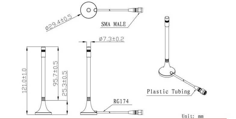 External Water Roof Magnet Lte GPS Combo Antenna Vertical Polarization Used on M2m Productions